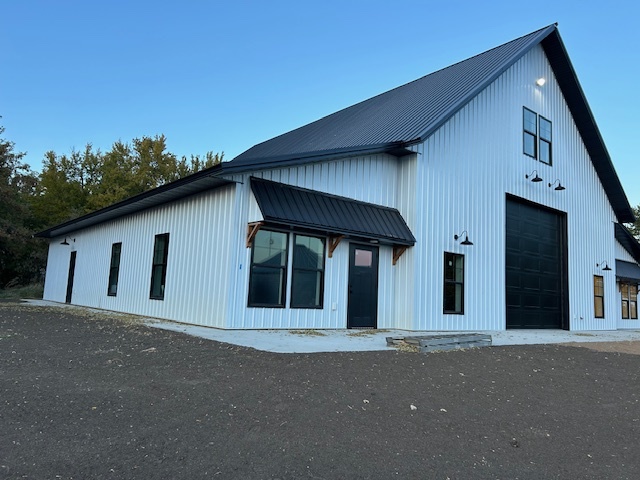 Finished barndominium — front elevation